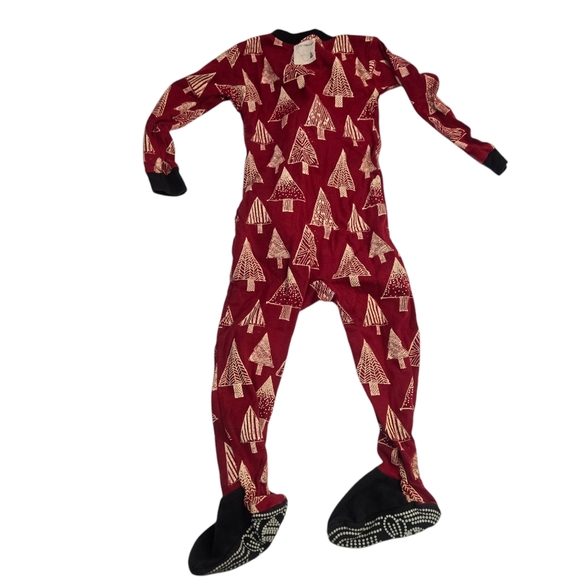 Burts Bees Baby Christmas One Piece Sleeper Red White Size 18 Months - Picture 2 of 9